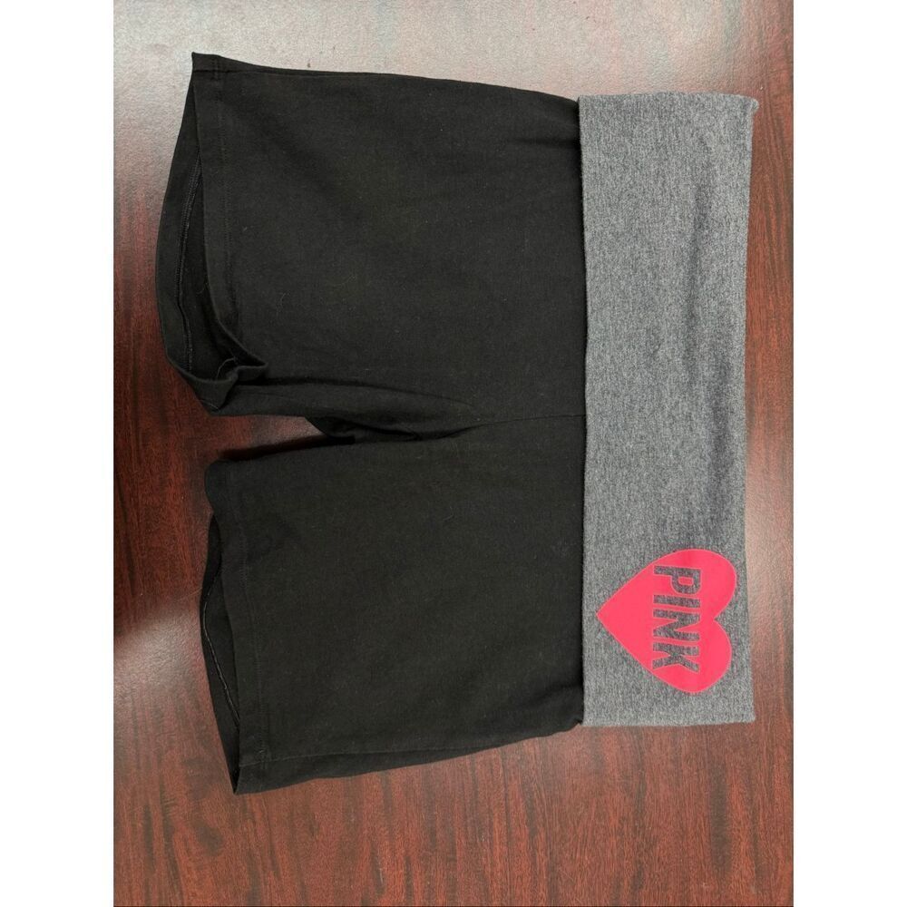 PINK Victoria’s Secret Vintage 2012 Yoga Fold Over Black Shorts Size Medium